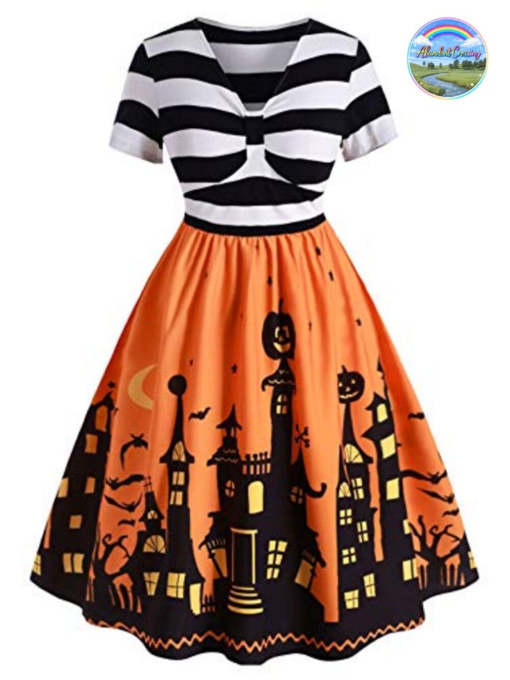 Women's Plus Size Halloween Flared A-Line Dress Polyester Sleeveless Bat